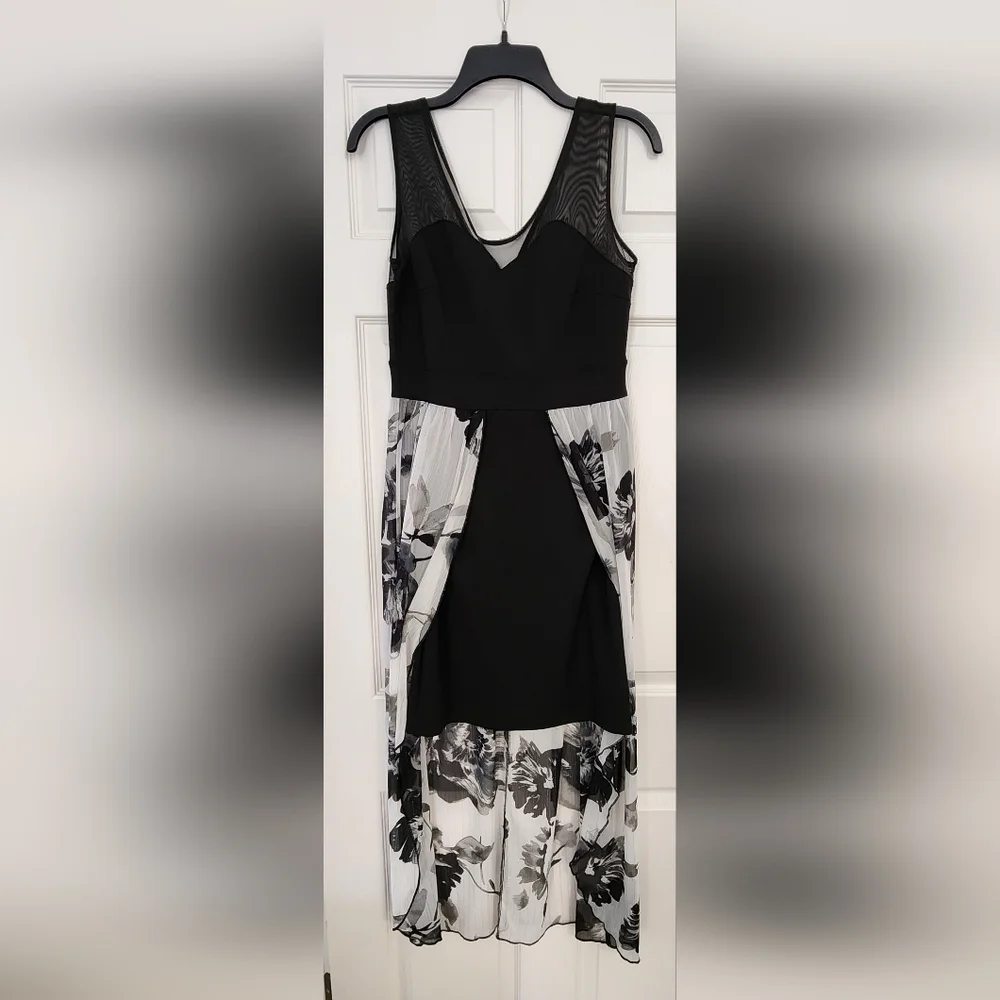 Alexa B Nites Black Dress with Printed Overlay  Size US 6 - Picture 2 of 8